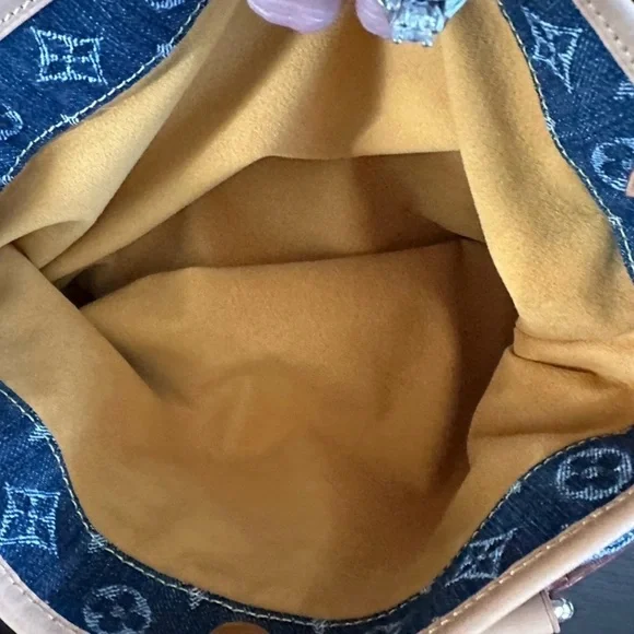 Louis Vuitton Blue Denim and Tan Handbag - Picture 10 of 12